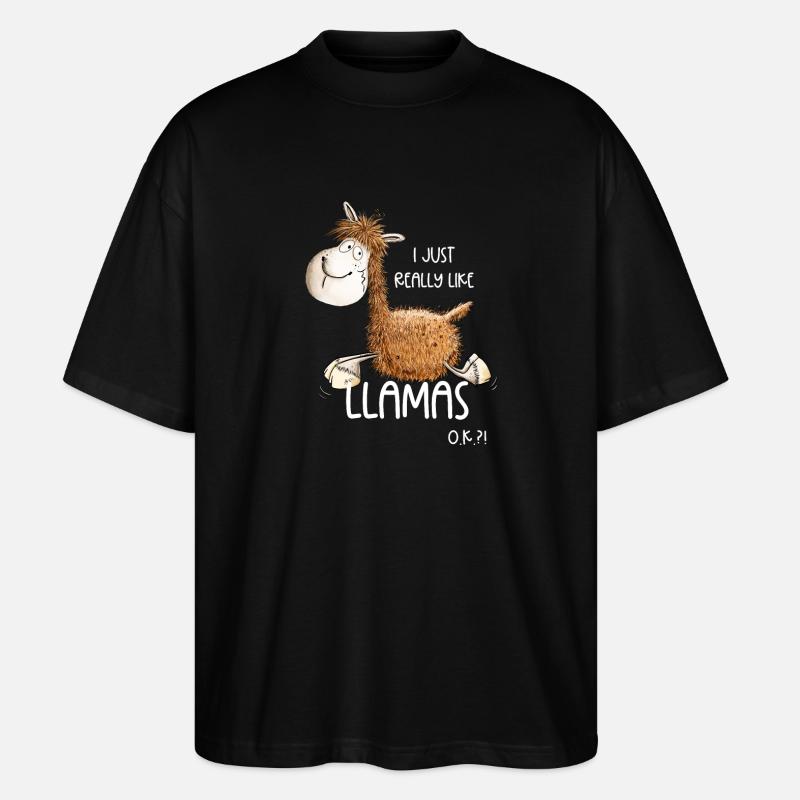 I Just Really Like Llamas - Stanley/Stella Oversized Unisex Bio T-Shirt Blaster 2.0 - Schwarz