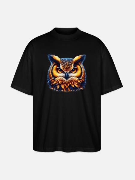 Owl - Stanley/Stella Oversized Unisex Organic T-shirt Blaster 2.0 - black
