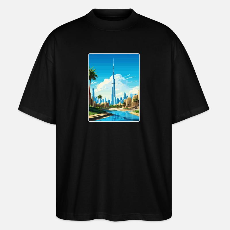 Dubai Skyline Illustration - Stanley/Stella Oversized Unisex Bio T-Shirt Blaster 2.0 - Schwarz
