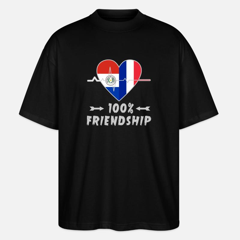 Paraguay und Frankreich 100% Freundschaft - Stanley/Stella Oversized Unisex Bio T-Shirt Blaster 2.0 - Schwarz