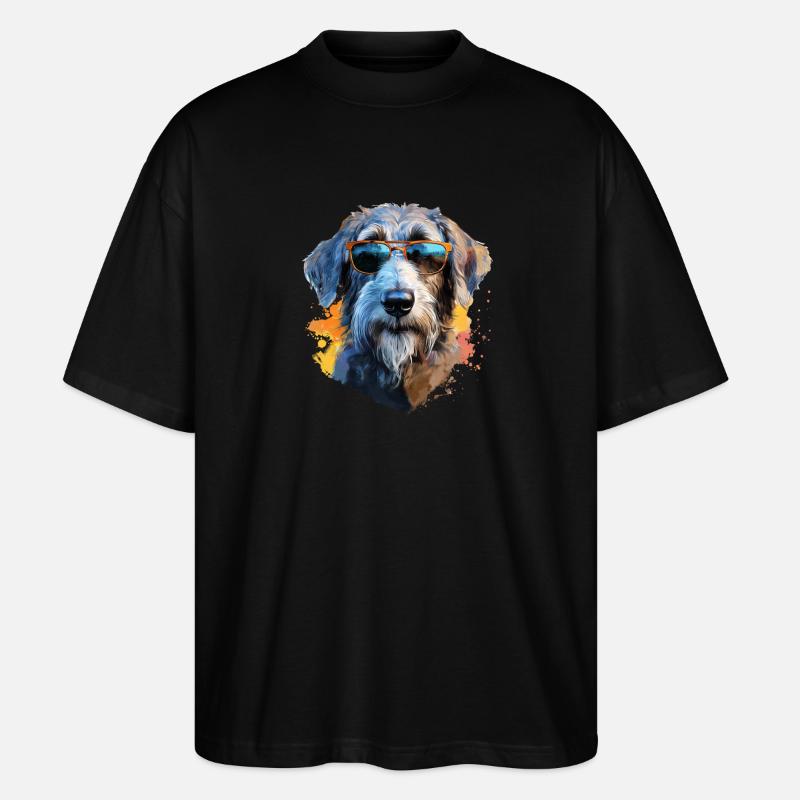 Lévrier avec lunettes de soleil - T-shirt bio Blaster 2.0 coupe oversize Stanley/Stella Unisexe - noir