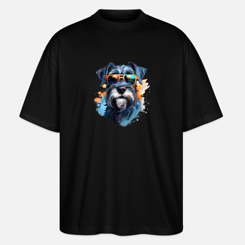 Schnauzer avec lunettes de soleil - T-shirt bio Blaster 2.0 coupe oversize Stanley/Stella Unisexe - noir