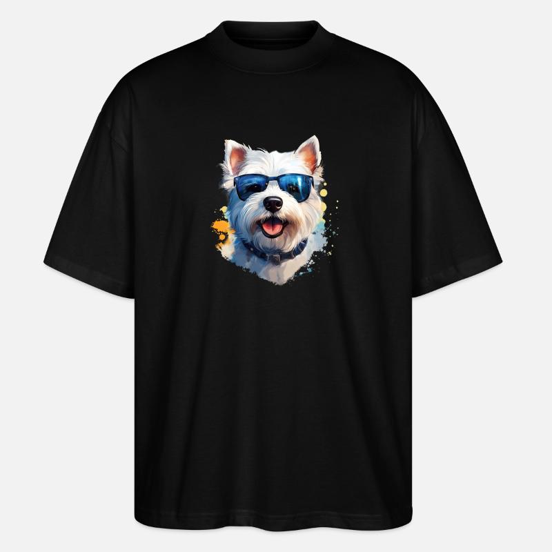 Westie mit Sonnenbrille - Stanley/Stella Oversized Unisex Bio T-Shirt Blaster 2.0 - Schwarz