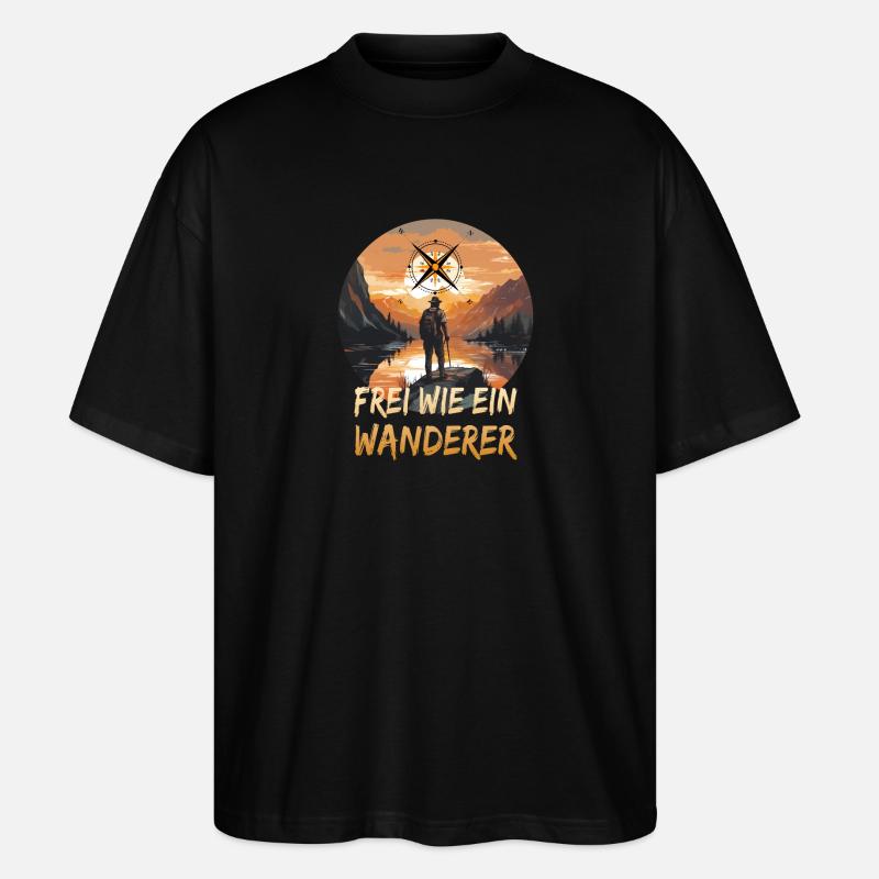 Frei wie ein Wanderer - Stanley/Stella Oversized Unisex Bio T-Shirt Blaster 2.0 - Schwarz