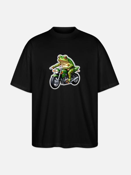 Frog on motorcycle - Stanley/Stella Oversized Unisex Organic T-shirt Blaster 2.0 - black