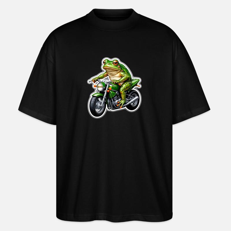 Frosch auf Motorrad - Stanley/Stella Oversized Unisex Bio T-Shirt Blaster 2.0 - Schwarz