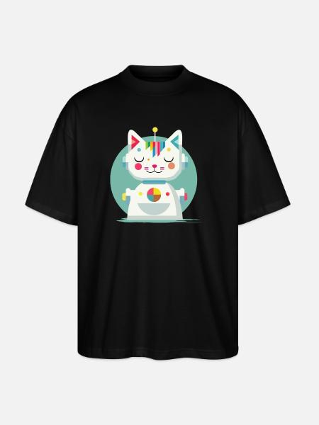 Geometric Robot Cat – Creative Illustration - Stanley/Stella Oversized Unisex Organic T-shirt Blaster 2.0 - black