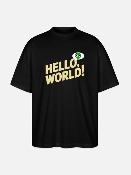 Verspieltes Alien Hello World Design - Stanley/Stella Oversized Unisex Bio T-Shirt Blaster 2.0 - Schwarz