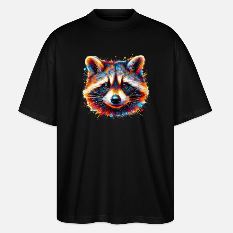 Waschbär - Stanley/Stella Oversized Unisex Bio T-Shirt Blaster 2.0 - Schwarz
