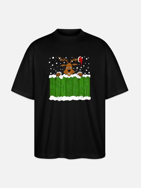 Noël avec un renne - T-shirt bio Blaster 2.0 coupe oversize Stanley/Stella Unisexe - noir
