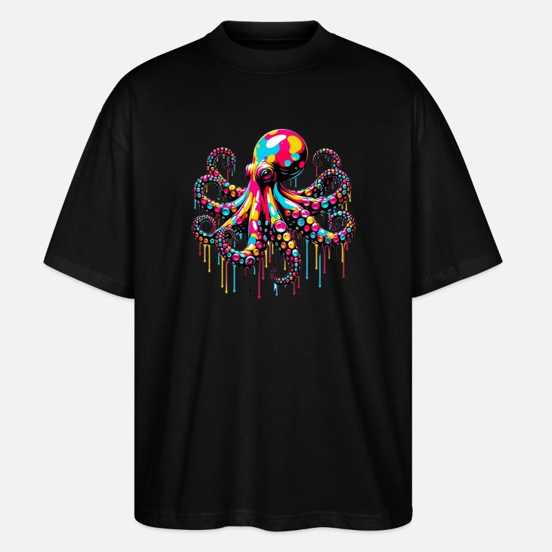 Krake - Stanley/Stella Oversized Unisex Bio T-Shirt Blaster 2.0 - Schwarz