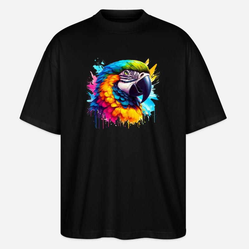 Papagei - Stanley/Stella Oversized Unisex Bio T-Shirt Blaster 2.0 - Schwarz
