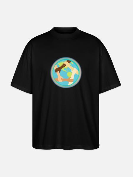 Unité mondiale et entraide - T-shirt bio Blaster 2.0 coupe oversize Stanley/Stella Unisexe - noir