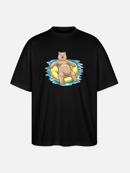 Bear Swimming Swim Ring Summer - Stanley/Stella Oversized Unisex Organic T-shirt Blaster 2.0 - black