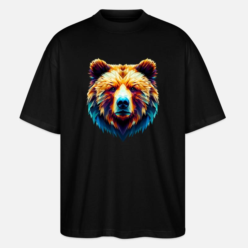 Polygonaler Bär - Stanley/Stella Oversized Unisex Bio T-Shirt Blaster 2.0 - Schwarz