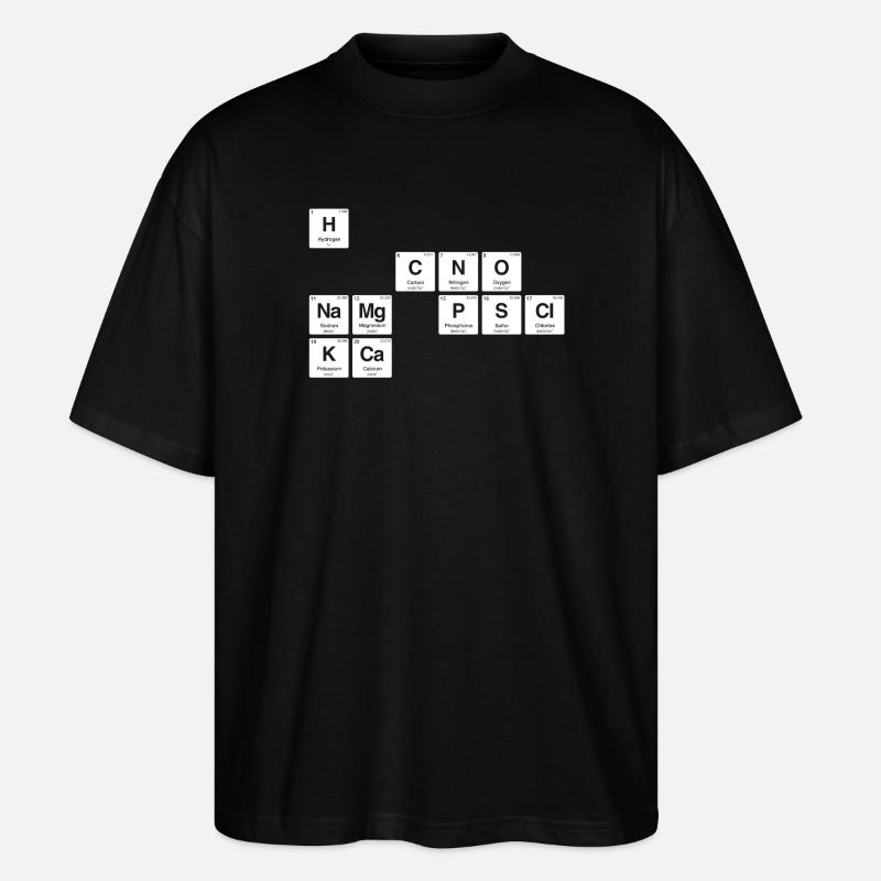 Éléments chimiques du corps humain - T-shirt bio Blaster 2.0 coupe oversize Stanley/Stella Unisexe - noir