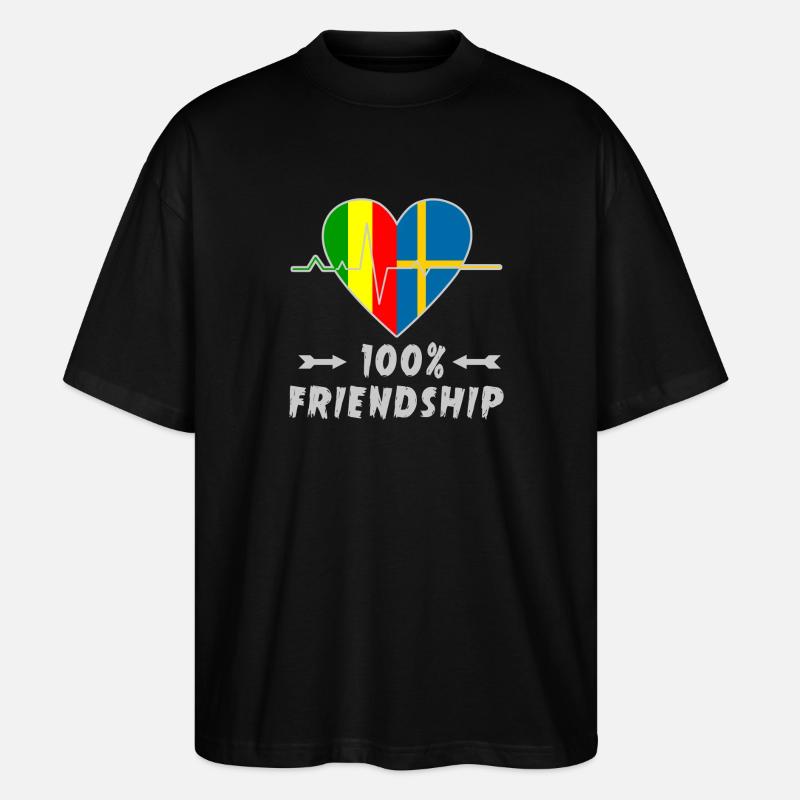 Mali und Schweden 100% Freundschaft - Stanley/Stella Oversized Unisex Bio T-Shirt Blaster 2.0 - Schwarz