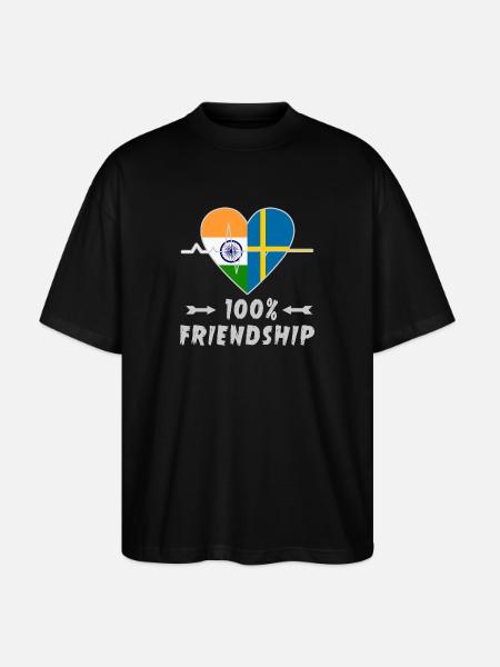 India and Sweden 100% friendship - Stanley/Stella Oversized Unisex Organic T-shirt Blaster 2.0 - black