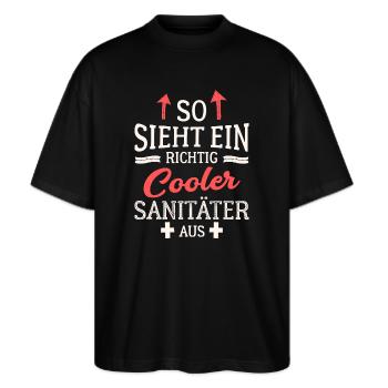 So sieht ein richtig cooler Sanitäter aus - Stanley/Stella Oversized Unisex Bio T-Shirt Blaster 2.0 - Schwarz - Vorne - Alina (178cm) & Michal (187cm)