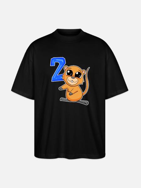2 Motivo de cumpleaños Quokka - Dos años - Camiseta Oversize Ecológica Unisex Stanley/Stella Blaster 2.0 - negro
