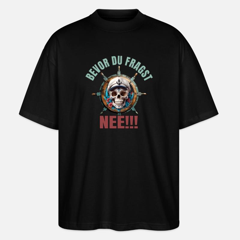 Bevor du fragst - Nee - Stanley/Stella Oversized Unisex Bio T-Shirt Blaster 2.0 - Schwarz
