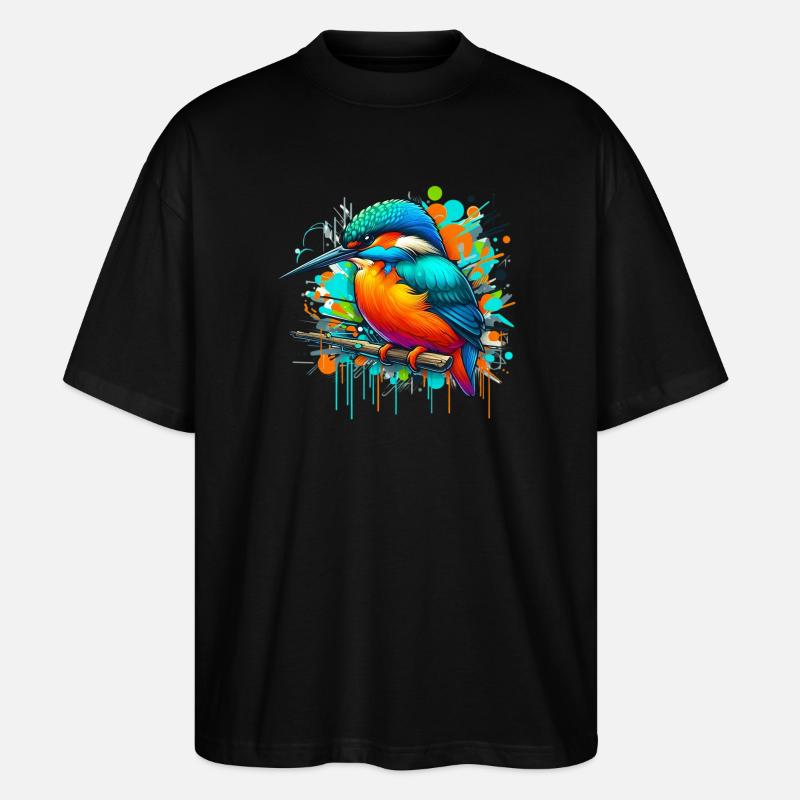 Eisvogel - Stanley/Stella Oversized Unisex Bio T-Shirt Blaster 2.0 - Schwarz
