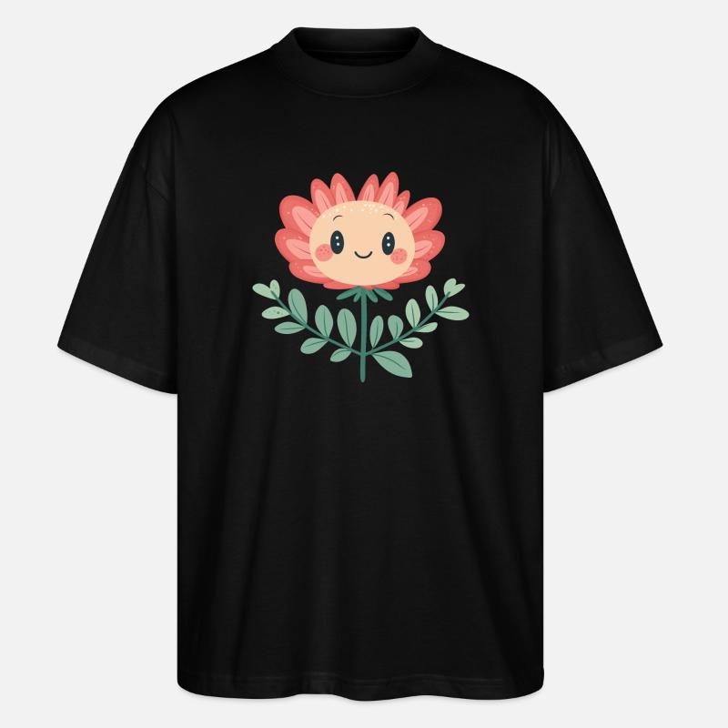 Fröhliche Blume - Stanley/Stella Oversized Unisex Bio T-Shirt Blaster 2.0 - Schwarz