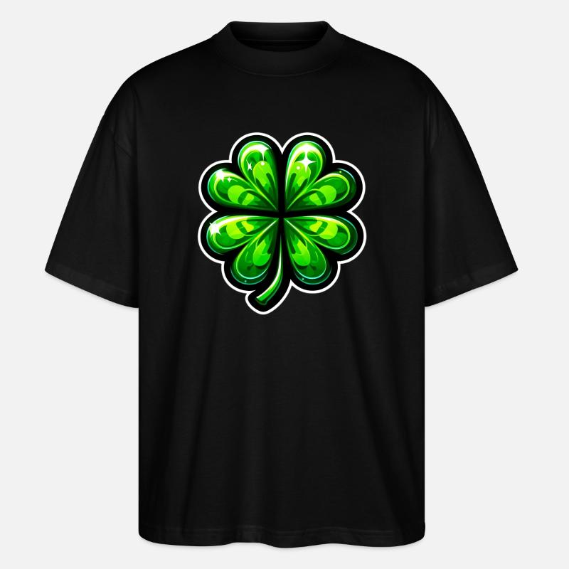 Vierblättriges Kleeblatt - Stanley/Stella Oversized Unisex Bio T-Shirt Blaster 2.0 - Schwarz