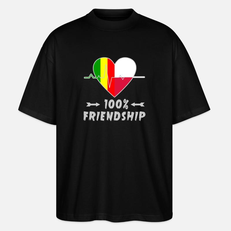 Mali und Polen 100% Freundschaft - Stanley/Stella Oversized Unisex Bio T-Shirt Blaster 2.0 - Schwarz