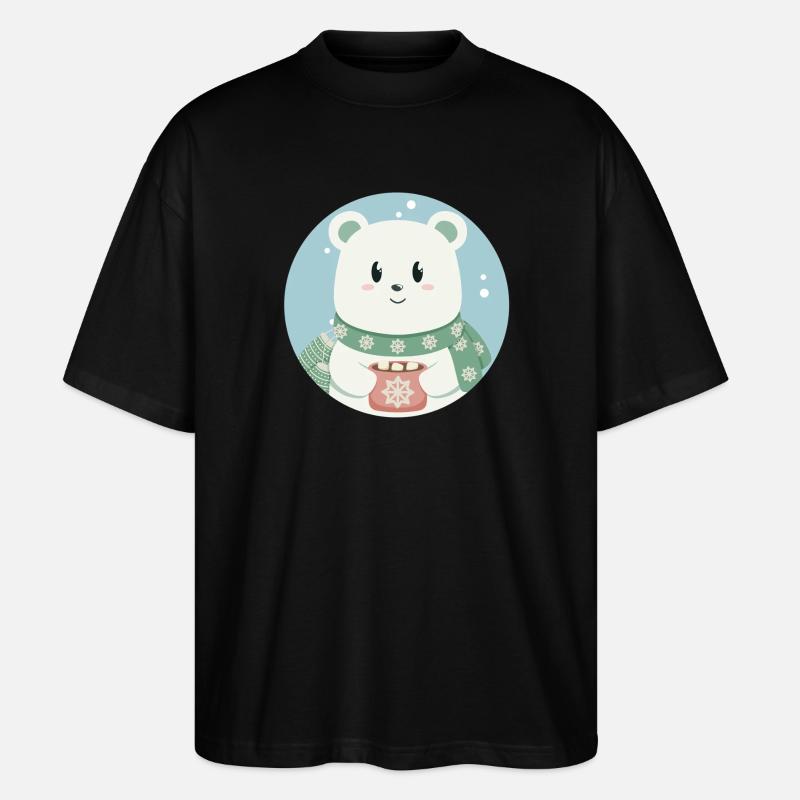 Süßer Eisbär in Weihnachtsstimmung - Stanley/Stella Oversized Unisex Bio T-Shirt Blaster 2.0 - Schwarz