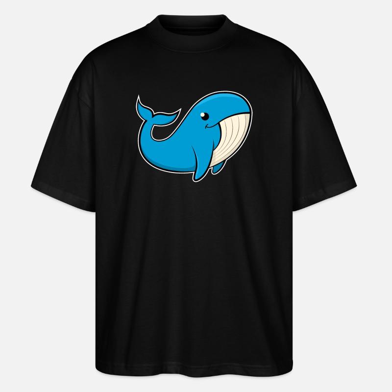 Image joyeuse d’une baleine bleue - T-shirt bio Blaster 2.0 coupe oversize Stanley/Stella Unisexe - noir