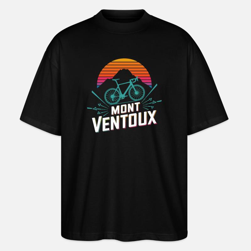 Mont Ventoux Retro Gradient Rennrad Kunst - Stanley/Stella Oversized Unisex Bio T-Shirt Blaster 2.0 - Schwarz