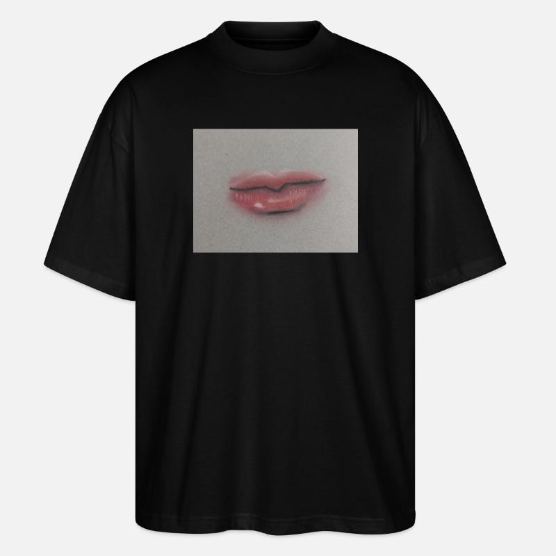 Expressive Lippenkunst auf Graufolie - Stanley/Stella Oversized Unisex Bio T-Shirt Blaster 2.0 - Schwarz