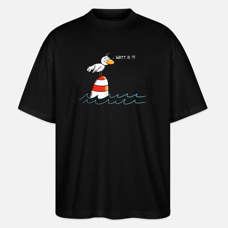 Drollige Möwe Watt Is - Stanley/Stella Oversized Unisex Bio T-Shirt Blaster 2.0 - Schwarz