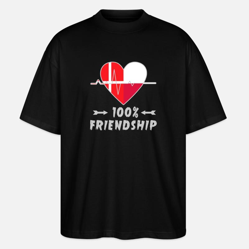 Dänemark und Polen 100% Freundschaft - Stanley/Stella Oversized Unisex Bio T-Shirt Blaster 2.0 - Schwarz