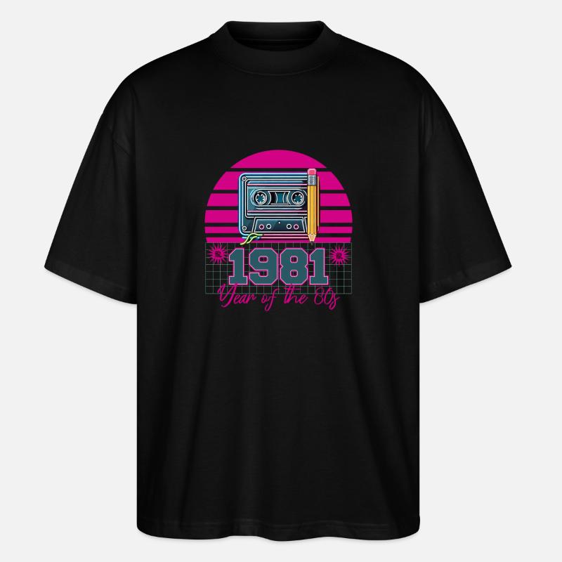 Retro Kassette 1981 - Stanley/Stella Oversized Unisex Bio T-Shirt Blaster 2.0 - Schwarz