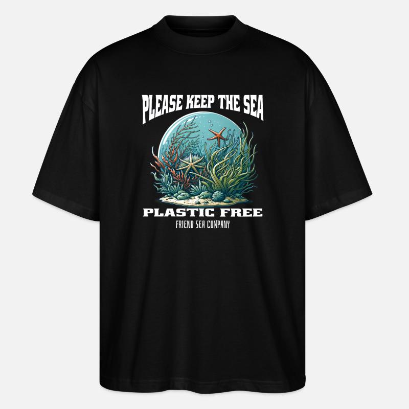 Plastik und Meer - Stanley/Stella Oversized Unisex Bio T-Shirt Blaster 2.0 - Schwarz