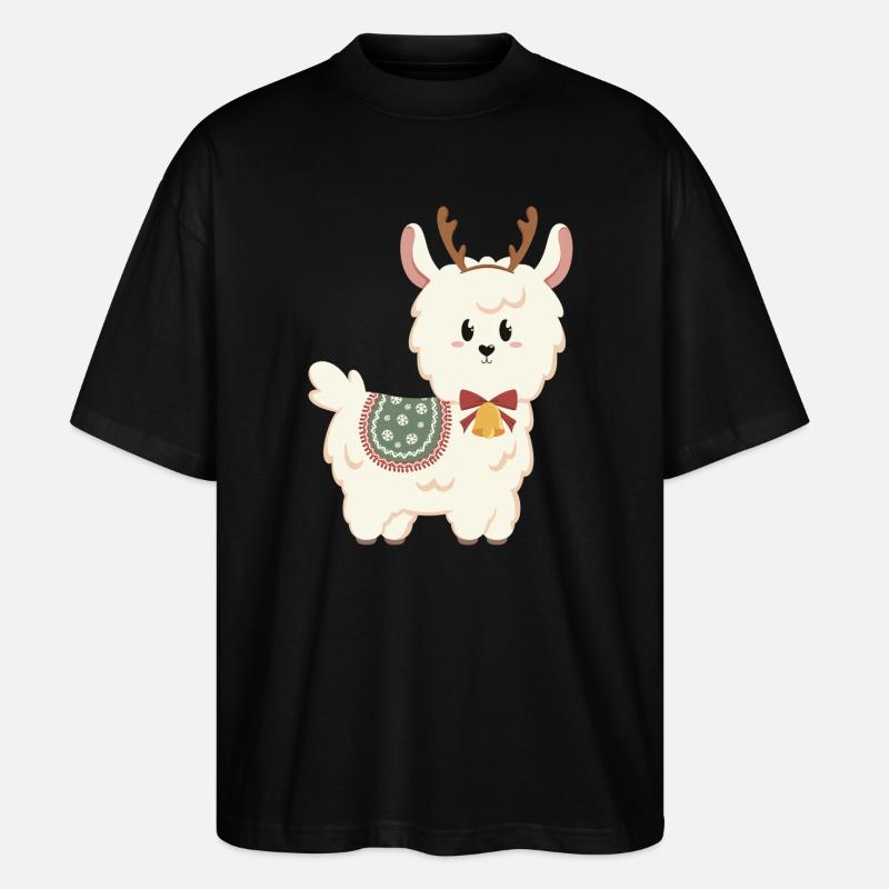 Alpaga blanc pour Noël - T-shirt bio Blaster 2.0 coupe oversize Stanley/Stella Unisexe - noir