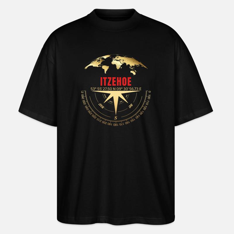 Koordinaten Itzehoe - Stanley/Stella Oversized Unisex Bio T-Shirt Blaster 2.0 - Schwarz