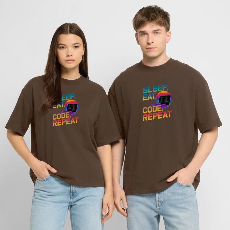 Sleep Eat Code Repeat Gift pour Coder T-shirt bio Blaster 2.0 coupe oversize Stanley/Stella Unisexe