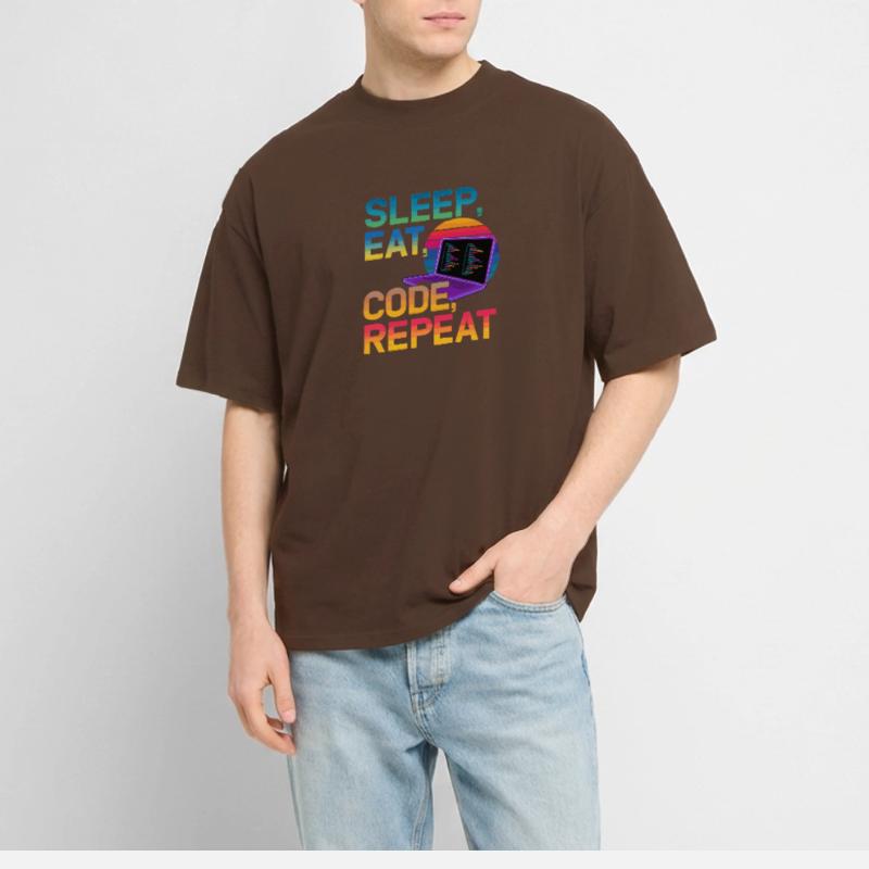 Sleep Eat Code Repeat Gift pour Coder T-shirt bio Blaster 2.0 coupe oversize Stanley/Stella Unisexe
