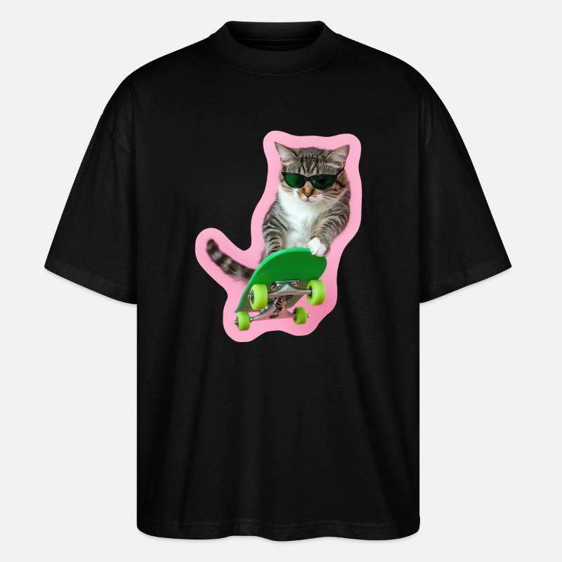 Cool Cat: Board-Style pur - Stanley/Stella Oversized Unisex Bio T-Shirt Blaster 2.0 - Schwarz
