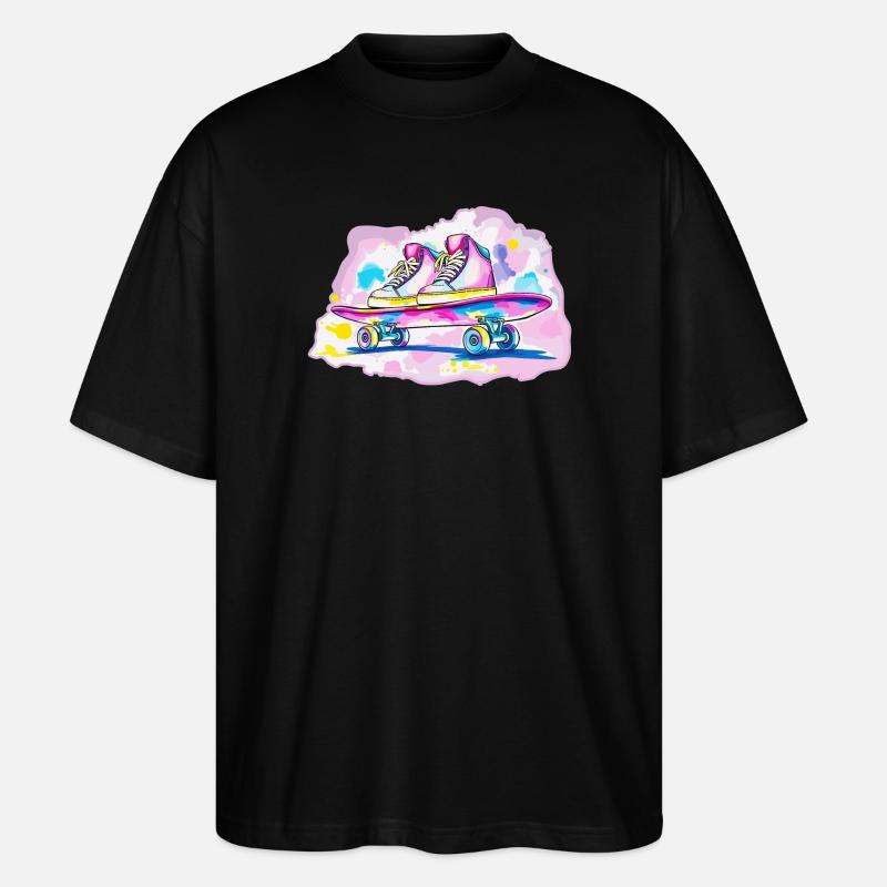 Skateboard mit Schuhe - Stanley/Stella Oversized Unisex Bio T-Shirt Blaster 2.0 - Schwarz