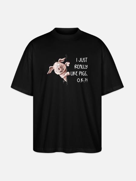 I Just Really Like Pigs Pig Pig - Stanley/Stella Oversized Unisex Organic T-shirt Blaster 2.0 - black