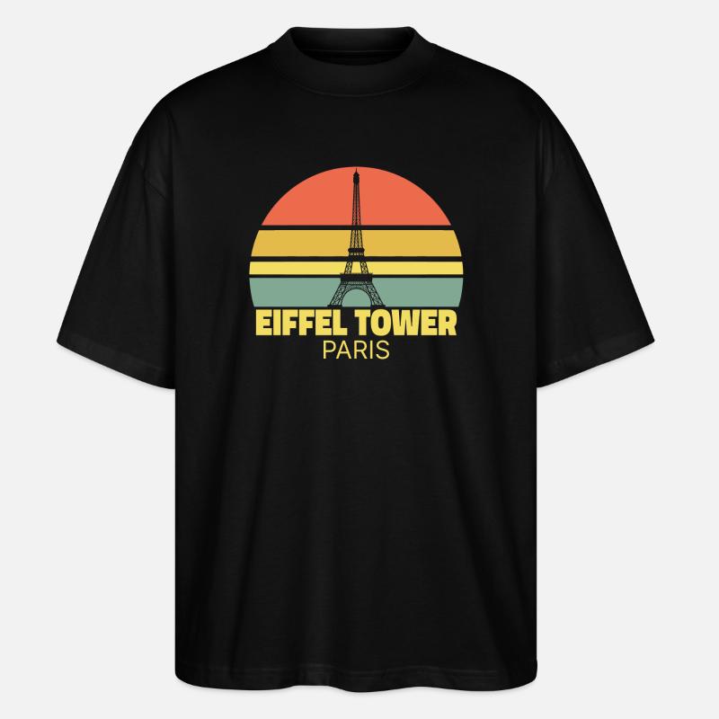 Tour Eiffel Paris Silhouette Rétro - T-shirt bio Blaster 2.0 coupe oversize Stanley/Stella Unisexe - noir