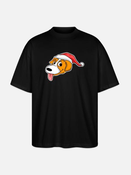 Christmas Dog Head Hat - Stanley/Stella Oversized Unisex Organic T-shirt Blaster 2.0 - black