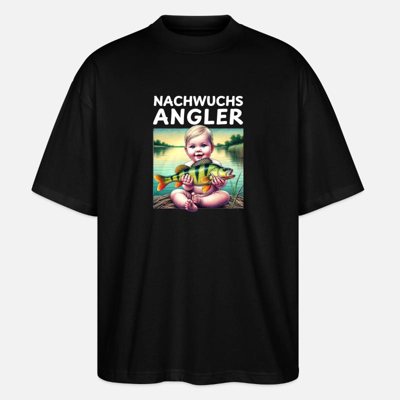 Nachwuchs Angler - Baby Geschenk - Stanley/Stella Oversized Unisex Bio T-Shirt Blaster 2.0 - Schwarz