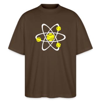 Tennis Physics Shirt white - Stanley/Stella Oversized Unisex Organic T-shirt Blaster 2.0 - mocha - Front - Alina (178cm) & Michal (187cm)