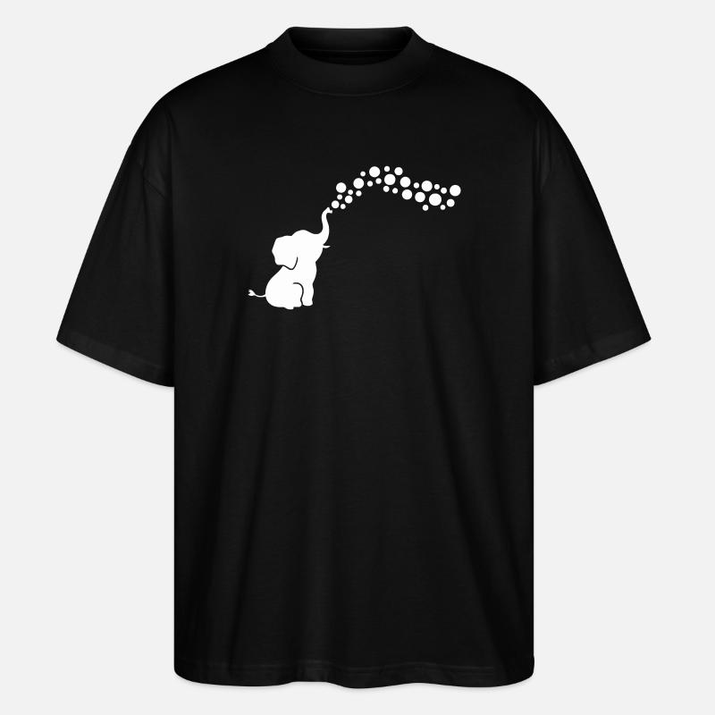 Playful Elephant Blowing Bubbles - Stanley/Stella Oversized Unisex Organic T-shirt Blaster 2.0 - black