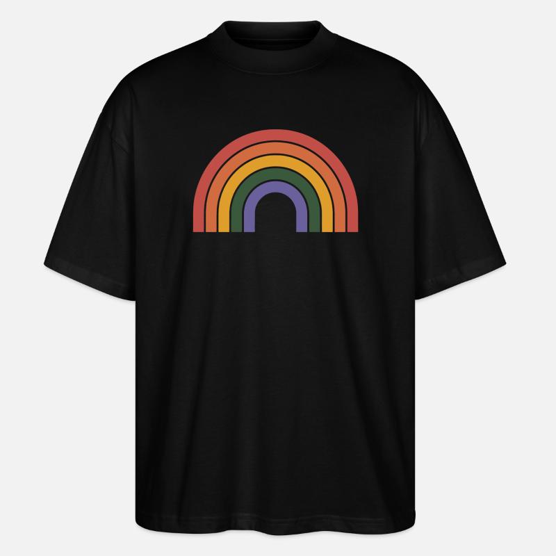 Imprimé arc arc-en-ciel rétro - T-shirt bio Blaster 2.0 coupe oversize Stanley/Stella Unisexe - noir